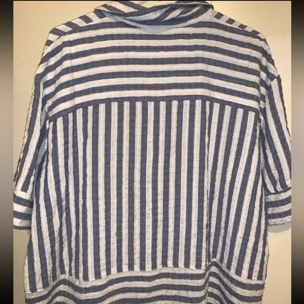 Jane and Delancey Blue and White Striped Button Down Shirt - Picture 6 of 7